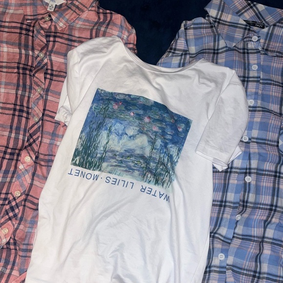 Plaid Button-Up Shirts 2 pc - Pink (Medium) and Blue (Small) - Picture 5 of 5